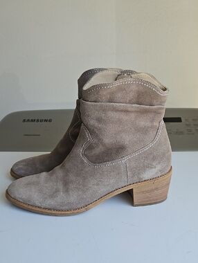 Paul Green Women's Leather Ankle Block Heel Suede Bootie Taupe Women Uk 6 US 8.5